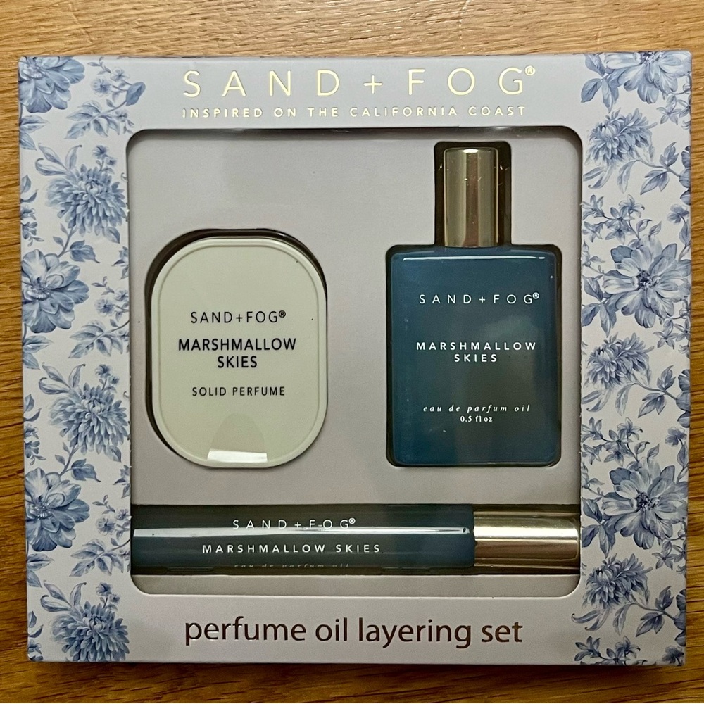 Sand + Fog Marshmallow Skies Perfume Oil Layering Set Rollerball & Solid 3pc NEW